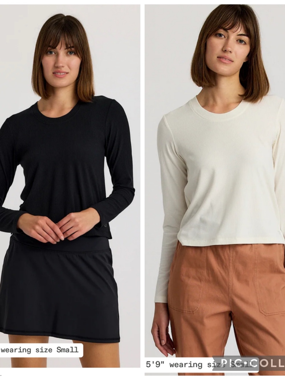 Free Fly Apparel Ribbed Long-Sleeve Crewneck Top in Black & Cream